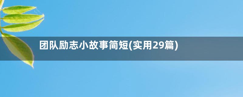 团队励志小故事简短(实用29篇)