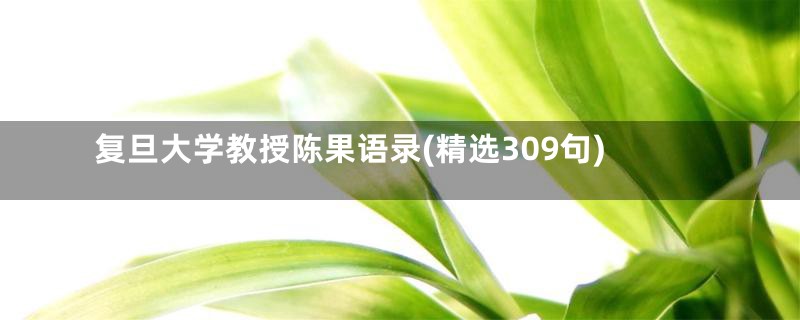 复旦大学教授陈果语录(精选309句)