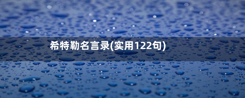 希特勒名言录(实用122句)