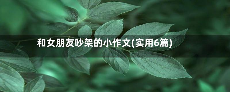 和女朋友吵架的小作文(实用6篇)