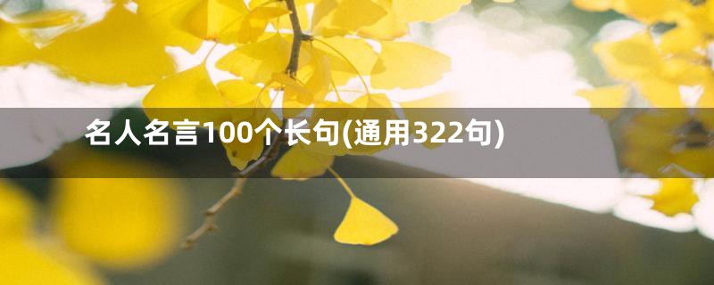 名人名言100个长句(通用322句)