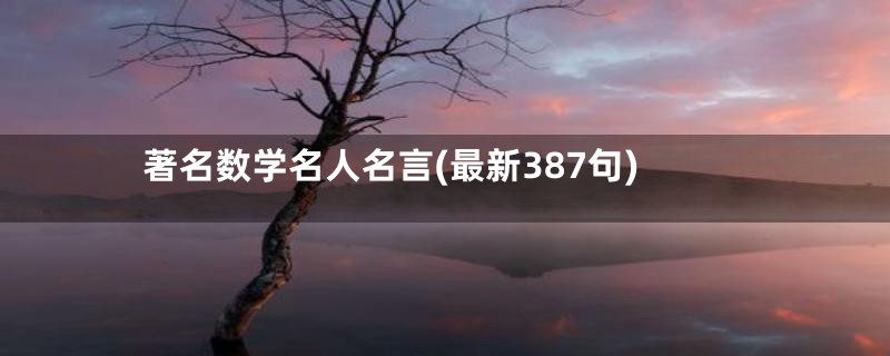 著名数学名人名言(最新387句)