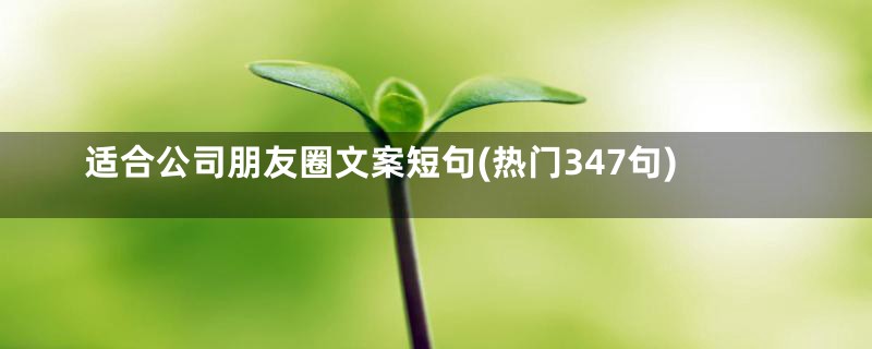 适合公司朋友圈文案短句(热门347句)