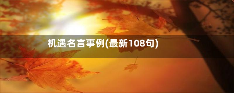 机遇名言事例(最新108句)