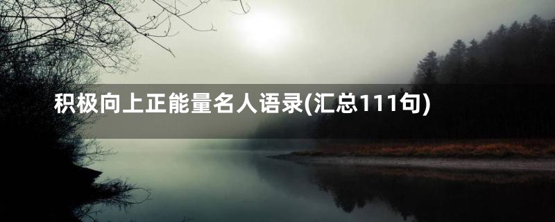 积极向上正能量名人语录(汇总111句)