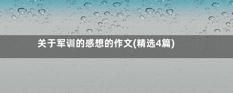 关于军训的感想的作文(精选4篇)