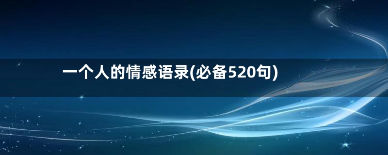 一个人的情感语录(必备520句)