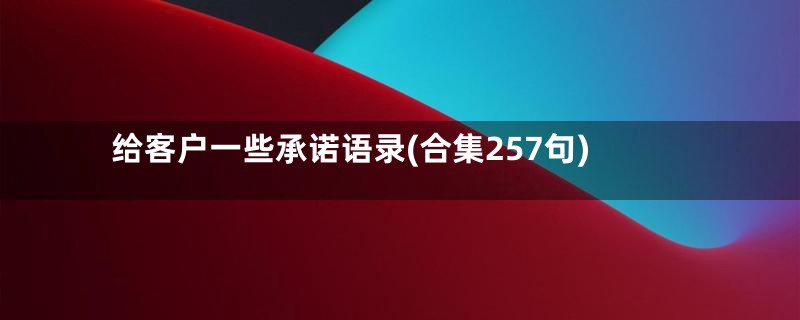 给客户一些承诺语录(合集257句)