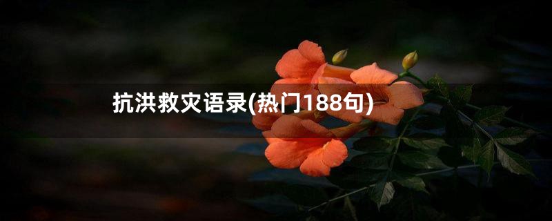 抗洪救灾语录(热门188句)