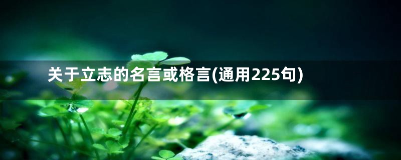 关于立志的名言或格言(通用225句)