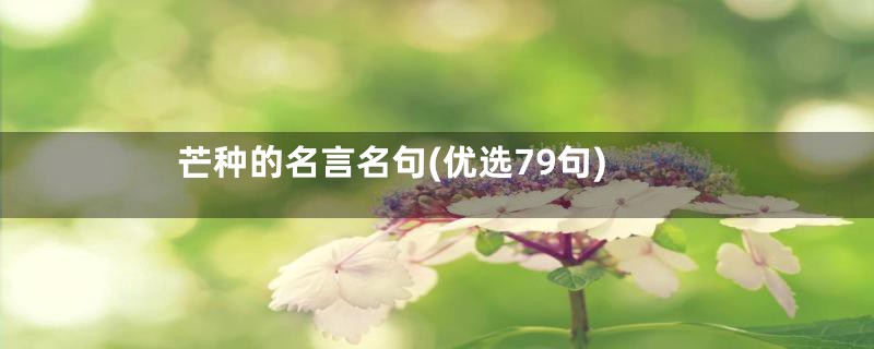 芒种的名言名句(优选79句)