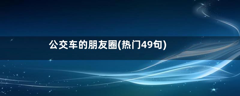 公交车的朋友圈(热门49句)