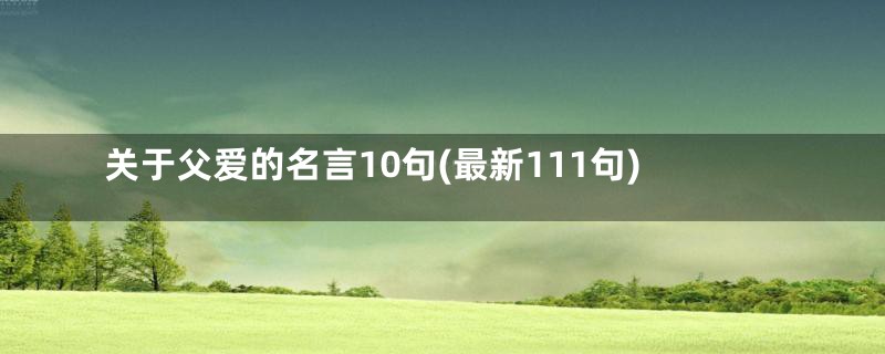 关于父爱的名言10句(最新111句)